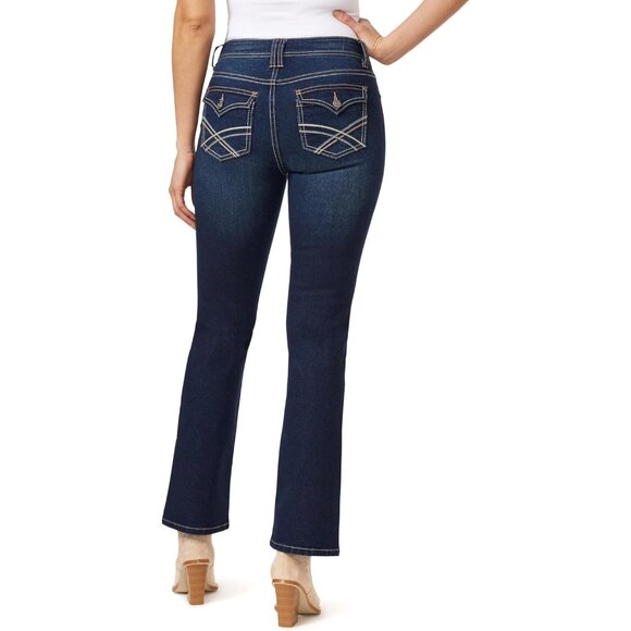 Womens Slim Bootcut Jeans Mid-Rise Stretch Denim Plus Size Casual Western - Picture 2 of 8